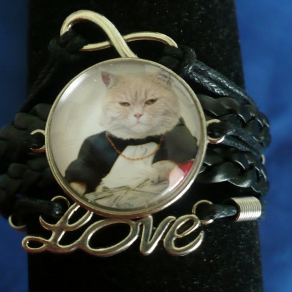 ❤️  NEW Black 5 Multi-Leather Bracelet Rich Kitty Love Bracelet